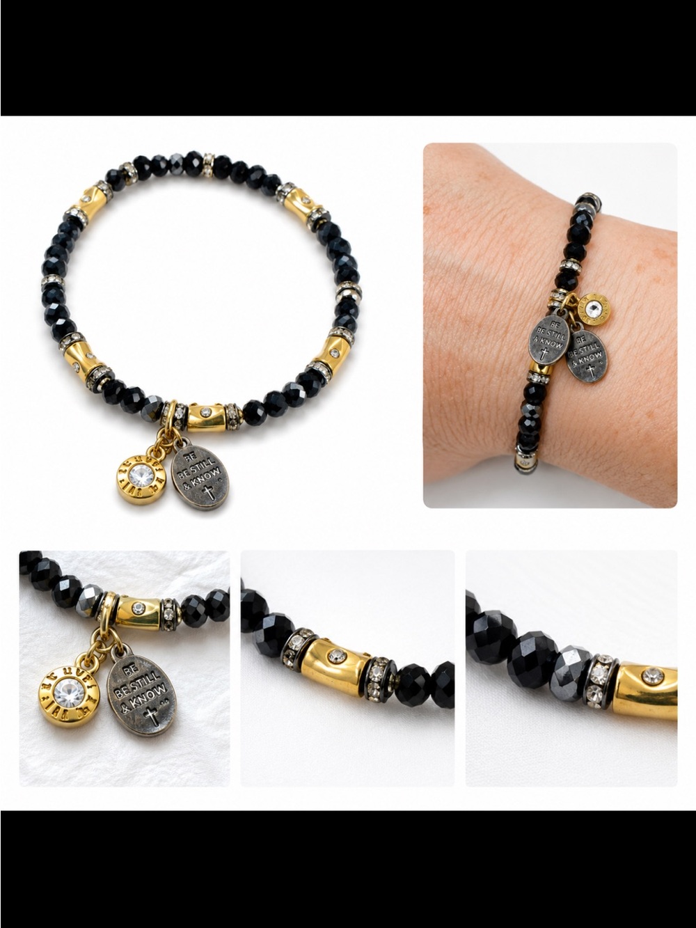 Black and Gold Beaded Bracelet